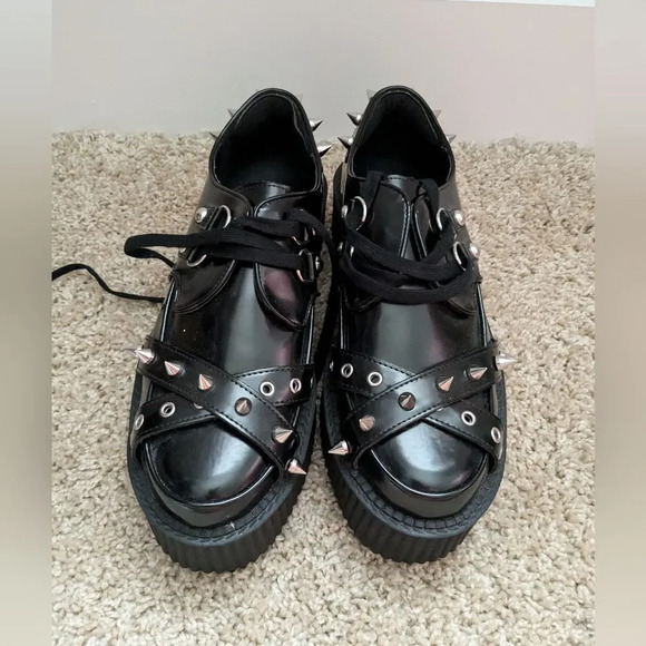 KILLSTAR Platform Spiked Twisted Black Creepers Size 10 NWOB - Picture 2 of 9